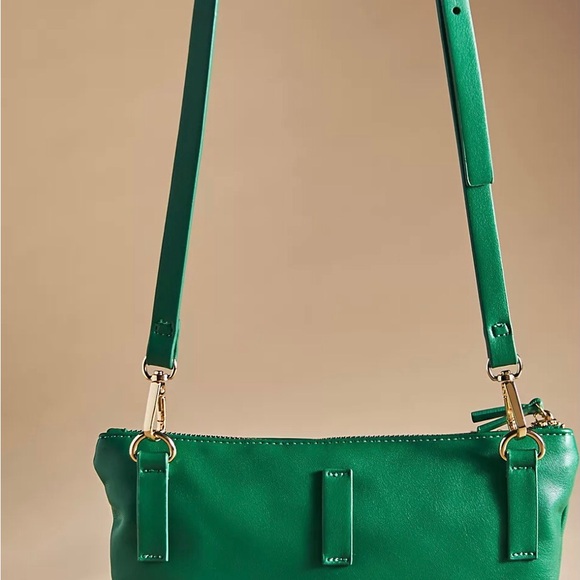 Anthropologie Faux Leather Convertible Crossbody Bag  Emerald Green NWT - Picture 2 of 13